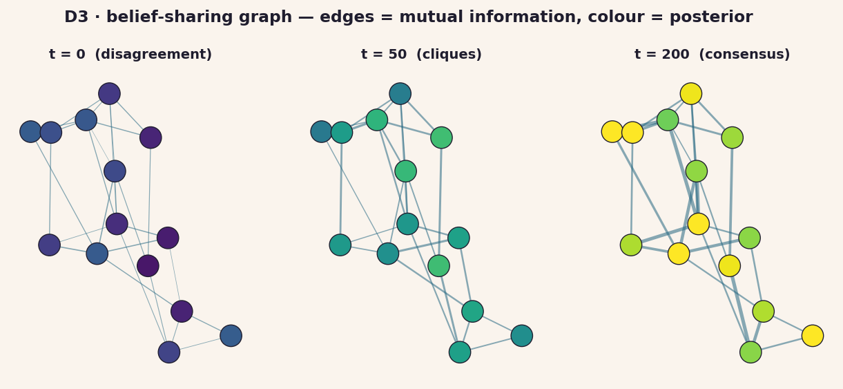 D3 belief-sharing graph